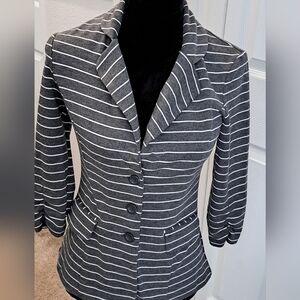 Soho Apparel Grey & White Striped Blazer    Size S